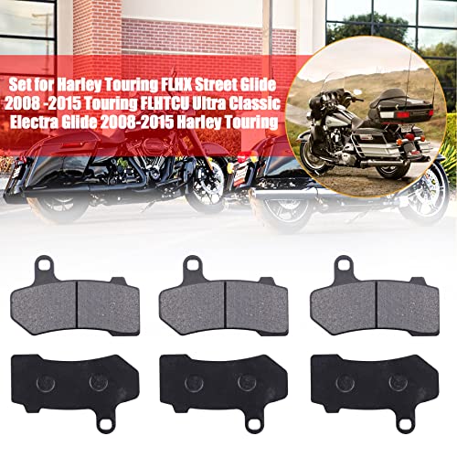 Semi-metallic Front & Rear Brake Pads Set for Harley Touring FLHX Street Glide 2008-2015 Touring FLHTCU Ultra Classic Electra Glide 2008-2015 Harley Touring