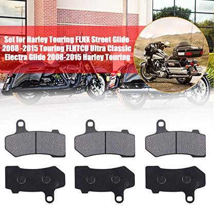 Semi-metallic Front & Rear Brake Pads Set for Harley Touring FLHX Street Glide 2008-2015 Touring FLHTCU Ultra Classic Electra Glide 2008-2015 Harley Touring