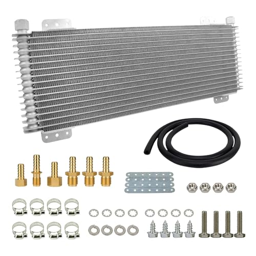 Upgrade 15Row LPD47391 40k Transmission Oil Cooler Kit Low Pressure Drop Trans Cooler Compatible with Heavy Duty 40,000 GVW Max Includes Mounting Hardware