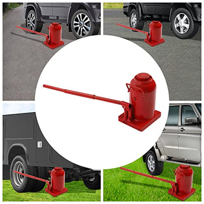 50 Ton (1102,31 lbs) Lifting Automotive Welded Hydraulic Bottle Jack, Hydraulic Stubby Low Profile Welded Bottle Jack for Repair Vehicle, Pickup, Truck, w/Manual Handle, Red, ﻿ - color: 50 Ton