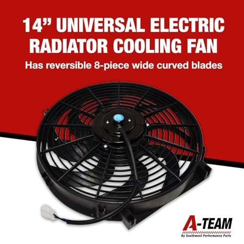 A-Team Performance 110011 Universal Electric Radiator Fan - 2400 CFM High-Output Radiator Fan - Reversible Push/Pull Operation for Automotive Use - 14 in, 12V, Pack of 1