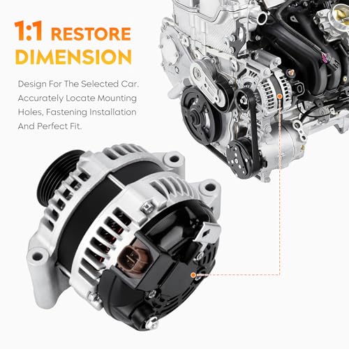 Alternator for 2.2L 2.4L Chevy Cobalt & HHR 2006-2007, Pontiac G5 2007, Pontiac Pursuit 2006-2007, 10355395, 104210-4420