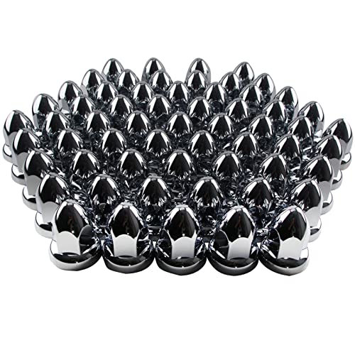 iBroPrat 33mm Chrome Lug Nut Covers Push On ABS Plastic Bullet Flanged 60PC - size: 60PCS