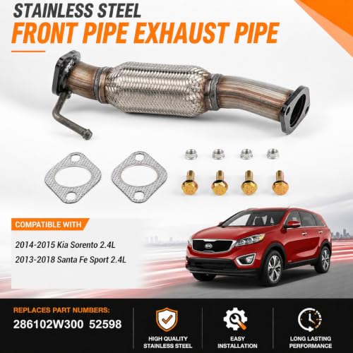 52598 Exhaust Pipe for 14-15 Kia Sorento; 13-18 Santa Fe Sport 2.4L FP05 - size: Kia Sorento/Santa Fe Sport