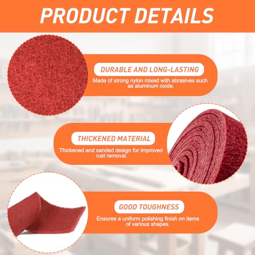 General Purpose Scuff Pads - Cuttable, 6m x 100mm, P240 Grit, Wet/Dry Reusable Sanding Sheets for Paint Prep, Auto Body, Woodworking & DIY - color: BJBRed