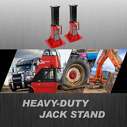Torin ATZ120005B Heavy Duty Pin Style Adjustable Height Automotive Jack Stands, 12 Ton (26,400 lb) Capacity, Red, 1 Pair - size: 12 Ton, style: Normal