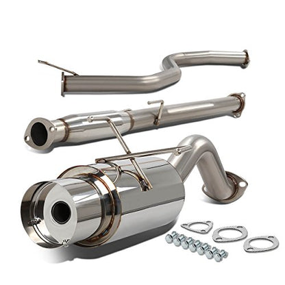 DNA MOTORING CBE-HC923-BT Muffler CatBack Exhaust System [Compatible with 92-95 Honda Civic Hatchback SOHC] - style: Round Burnt