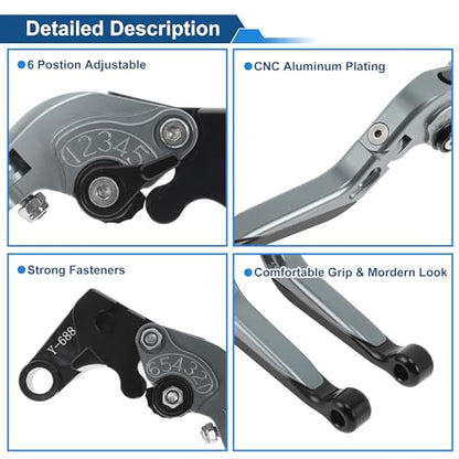 YZF-R7 Brake Clutch Levers for Yamaha 21-25 6 Position - color: Titanium Handle Black End