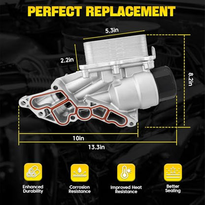 Aluminum Oil Cooler Filter Housing Compatible with 2006-2012 Mercedes Benz