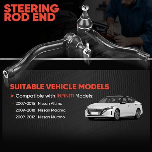 2PCS Front Outer Tie Rod Ends ES800357 ES800358 LH & RH, Tie Rod End Kit Fit for Nissan Altima Maxima Murano 2007-2018 - size: ES800357 ES800358