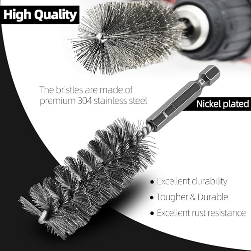 12Pc Stainless Steel Wire Bore Brush for Power Drill Cleaning 5/16"-1-3/16" - size: 5/16"-1-3/16"