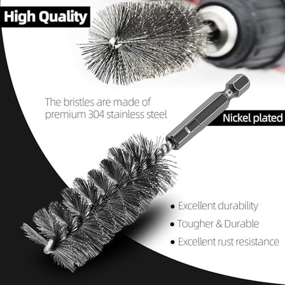 12Pc Stainless Steel Wire Bore Brush for Power Drill Cleaning 5/16"-1-3/16" - size: 5/16"-1-3/16"