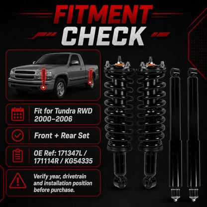 4PCS Front Rear Struts Shock Assembly Fit for Toyota Tundra RWD 2000-2006 - color: 4 Pcs, size: Tundra RWD 00-06