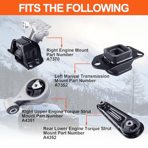 Engine Motor Mount Compatible with Nissan Sentra 2007 2008 2009 2010 L4 2.5L,Replacement for A7352 A4352 A7370 A4351 - size: Sentra 07-10