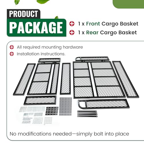 ALMULOO Universal ATV Front and Rear Cargo Basket Set, 2-Piece Heavy-Duty
