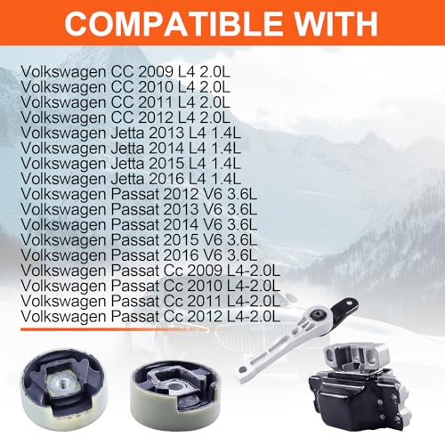 Engine Motor Mount Set & Trans Mount ,Replaces A4925 A6966 A4915 A4909 - size: CC 09-12 2.0L/Jetta 13-16 1.4L/Passat06-10 2.0L
