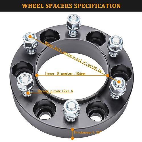 BRTEC 1.25" 6x5.5 Hubcentric Wheel Spacers for Toyota Tacoma 4Runner - color: 4PCS/1.25"