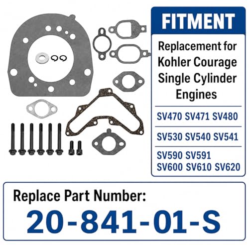 Cylinder Head Gasket Kit Replacement for Kohler SV470 SV471 SV480 SV530 SV540 SV541 SV590 SV591 SV600 Engine 20-841-01-S