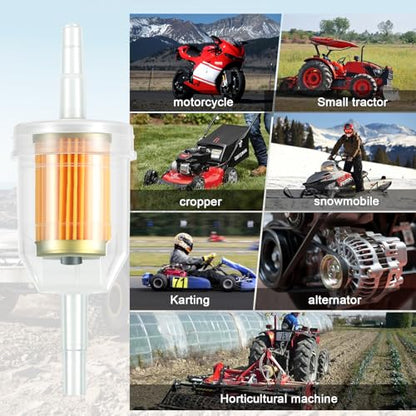 10Pcs 1/4 & 5/16 Inline Fuel Filter w/Magnet for Lawn Mower & Small Engine