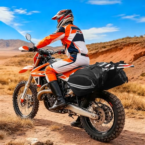 Motorcycle Saddlebags Dirt Bike 24L with Waterproof Rain Covers
