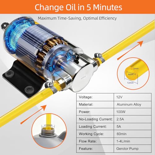 12/24V 100W Electric Oil Change Extractor Pump, 1-4L/min Oil Transfer Pump for Engine/Transmission/Gear Oil Change, Fluid Transfer Pump for Boats, Trucks, Cars, RVs, Lawnmowers(Oil Pump-B) - color: Oil Pump-B