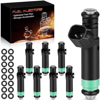 FJ475 4.7L Fuel Injectors Fit For:-Dodge Dakota Durango 2001 2002 2003 2004 2005 2006 2007 For:-Ram 1500 2003-2007, For:-Jeep Grand Cherokee Commander, For:-Chrysler, 53032145AA (8 Pcs) - size: FJ475 (8)