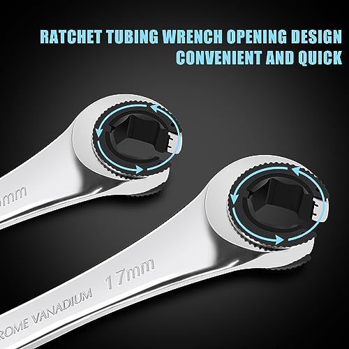 LOSCHEN 12pcs/set 8-19mm Metric Ratcheting Wrench Combination Wrench Set with 72 Teeth, Chrome Vanadium Steel Tubing Ratchet Spanner（US and European Patents） - size: Metric set/12pcs