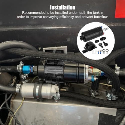 Universal External Inline Fuel Pump Electric High Flow 300LPH 12V with Mounting Bracket Clamp Black