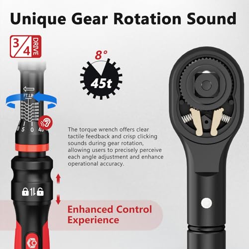 VANPO Torque Wrench 3/4-Inch Drive 100-650 Ft-Lb for Truck, ±3% Accuracy - size: 3/4-Inch 100-650 Ft-Lb