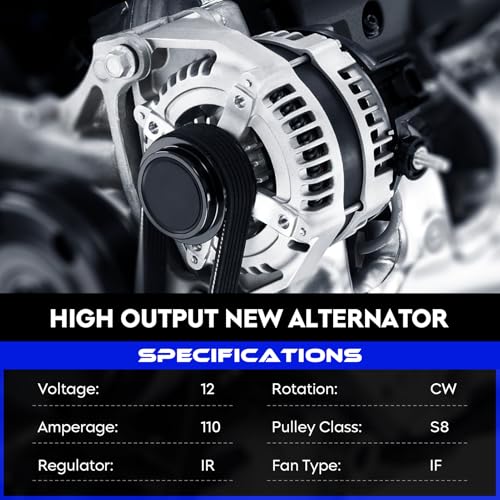 8316 New Alternator V8 7.3L for Ford F250 F350 Super Duty Diesel 2002-2003, for Excursion 2002-2003, 110Amp 12V, Replace for 334-2539