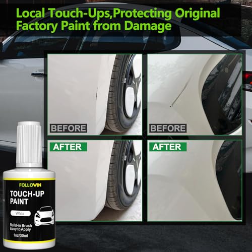 FOLLOWIN White Touch Up Paint for Cars, Car Paint Scratch Repair - color: white