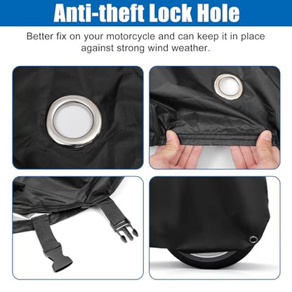 uxcell Motorcycle Cover Waterproof with Storage Bag Fits Up to 76.8"