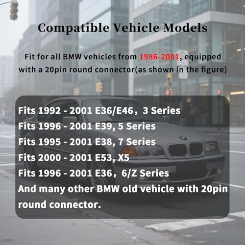 OBD1 to OBD2 Cable for BMW 20 Pin Adapter,20pin Diagnostic Connector - style: Fit for BMW-20pin