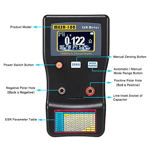Signstek MESR-100 V2 ESR Meter, Capacitor Tester/Low Ohm Meter 0.01R-100R