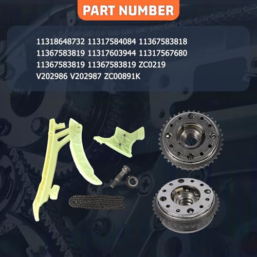 ‎11317584084 Engine Timing Chain Kit Intake&Exhaust Camshaft VVT Gears Suit N20 N26 Engine Applied for 328 428 528 X3 X5 2.0 Aftermarket Parts Replace for 11318648732, 11317516074 - size: Timing Chain Kit&VVT Camshaft Adjuster Gear