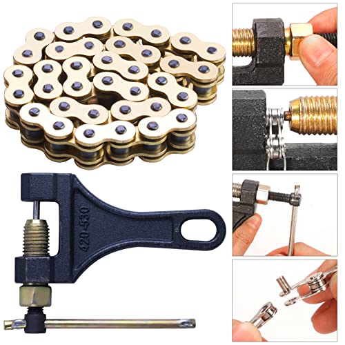 Gold 520 X-Ring Chain + Chain Breaker,114 Links With Connecting Master Link - size: 114