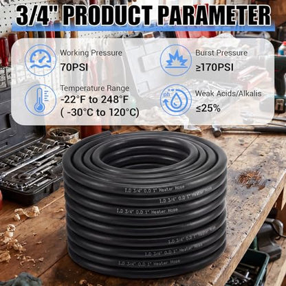 Outus 3/4" Heater Hose 100FT, EPDM Coolant Radiator Hose Replacement - size: 3/4",100FT