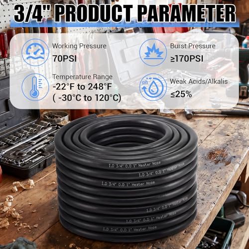 Outus 3/4" Heater Hose 100FT, EPDM Coolant Radiator Hose Replacement - size: 3/4",100FT