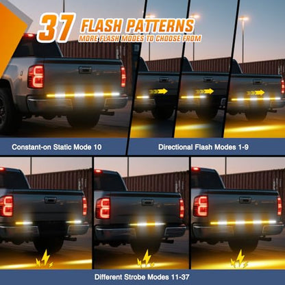 Nilight 60 Inch Emergency Strobe Light Strips with Controller Amber White - color: 60" Tailgate Strobe w/ Controller Amber/White