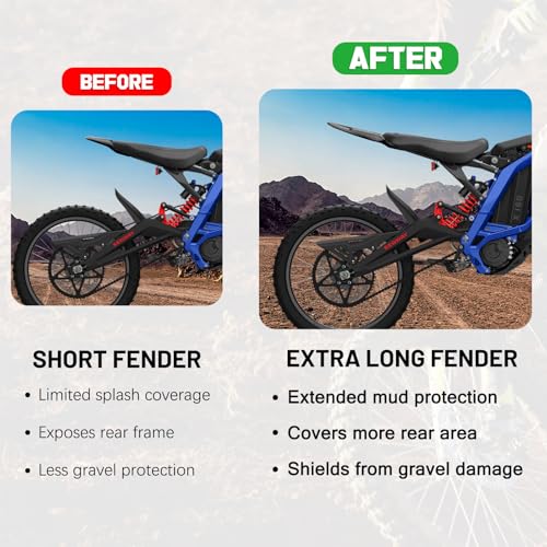 XINGWU Long Rear Fender for Surron Light Bee X Segway X160/X260 Back Fender Mud Guard Protector for Surron Part Ebike Accessories Black - size: Long Rear Fender, style: Black