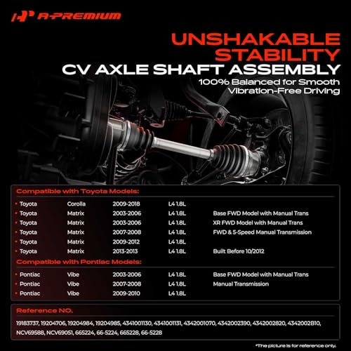 A-Premium Set of 2 Front CV Axle Shaft Assembly - style: Front Driver and Passenger Side