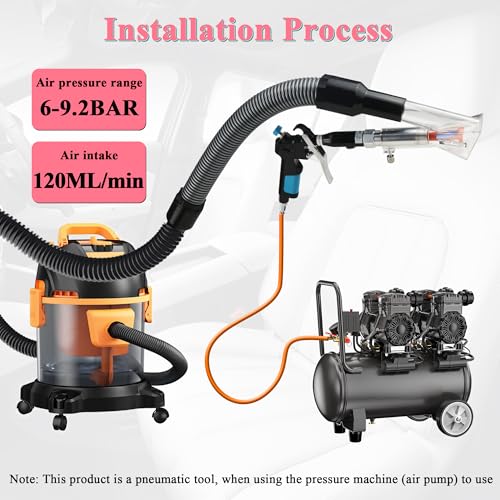 2in1 Car Cleaning Gun Detailing Dry Air Blow Gun & Vacunm Gun for Car - color: Black