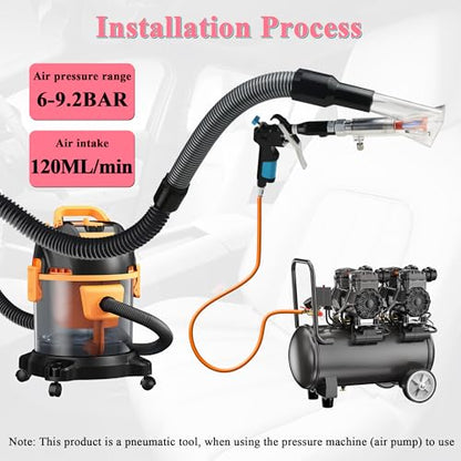 2in1 Car Cleaning Gun Detailing Dry Air Blow Gun & Vacunm Gun for Car - color: Black