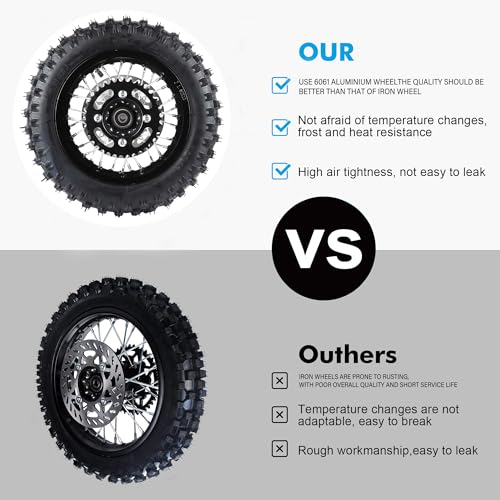 12mm Axle Rim Wheel with 80/100-10 3.00-10 Tire Tube+420 Rear Chain Sprocket+brake disc For Apollo SSR 70cc 110cc 125cc XR CRF Dirt Pit Bike Mini Motorcycle