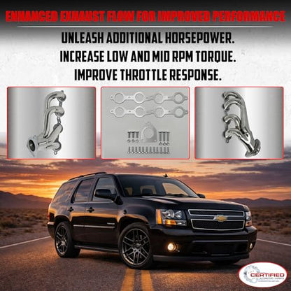 Exhaust Headers 2002–2013 Silverado Sierra Suburban Tahoe Yukon Escalade 4.8L 5.3L 6.0L 6.2L V8 LS Style Engines 304 Stainless Steel Right Side Beveled Flange - size: Bolt On Headers 02-13 Silverado Sierra Tahoe