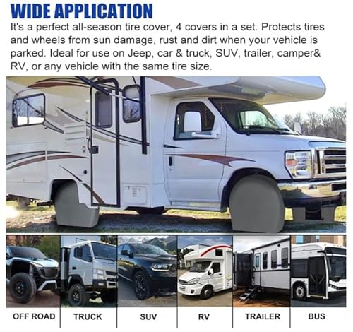 Rv Trailer Tire Covers 4 Pack,Wheel Covers for Tire Diameters 33-35 Inch - size: XXL(33-35in)