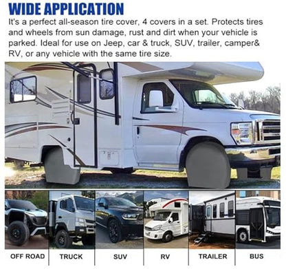 Rv Trailer Tire Covers 4 Pack,Wheel Covers for Tire Diameters 33-35 Inch - size: XXL(33-35in)