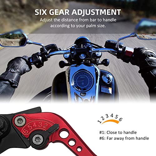 M MATI Upgrade Universal 7/8" 22mm Handlebar Brake Master Cylinder Clutch Lever Set Left & Right Motorcycle Levers Compatible with Yamaha Honda Kawasaki Suzuki Harley(RED) - color: Red