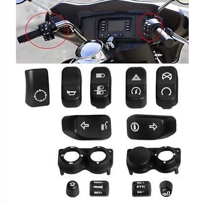 Plastic Motorcycle Switch Housing Button Caps Hand Control Switch Buttom Covers Fit for Harley Touring Electra Glide Street Glide Road King Ultra Limited FLHT FLHX FLHR 2014-2023