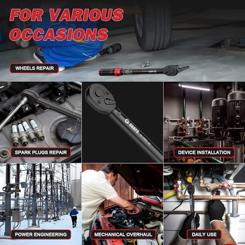 VANPO 1/2-Inch Drive Click Torque Wrench, 10-170 Ft-Lb for Lug Nuts & Car - size: 1/2-Inch (10-170 Ft-Lb / 13.6-230.5 Nm)